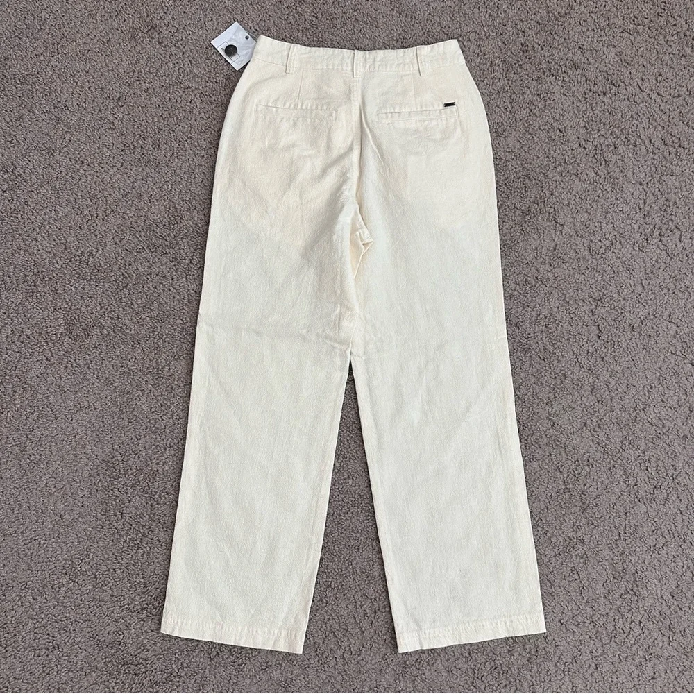 O’Neill Linen Blend Straight Wide Pants Womens 24 Wax Paper